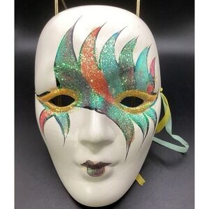 Vintage Mardi Gras Masquerade  Mask Wall Decor Clay Ceramic‎ New Orleans Decor